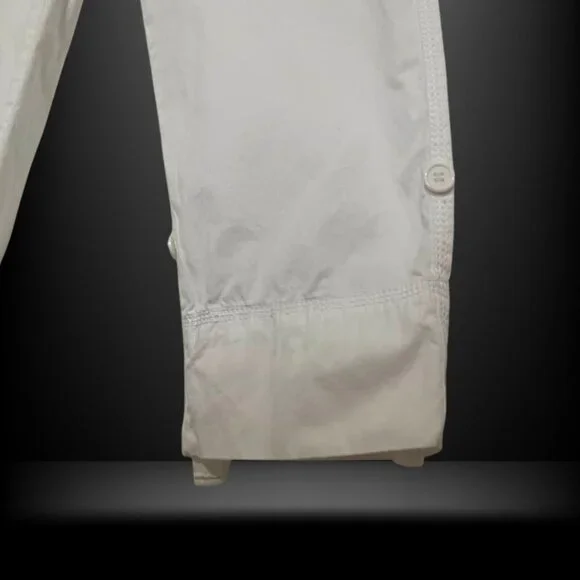 Calvin Klein White Cotton Cargo Pants Size 10 Utility Pocket Casual Minimalist - Picture 6 of 16